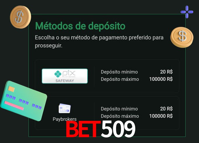 O cassino bet509 oferece uma grande variedade de métodos de pagamento